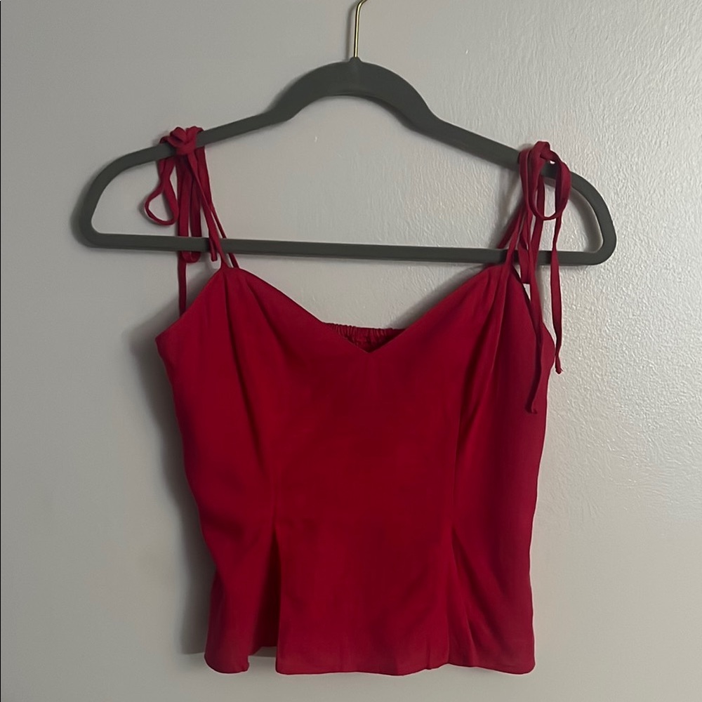 Express Red Sleeveless Crop Camisole with Tie Front